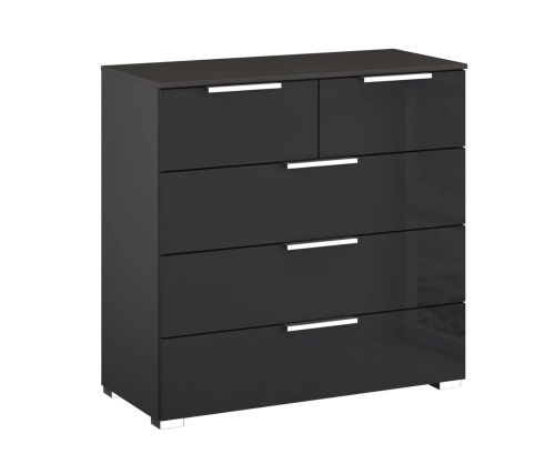 Rauch Miramar Graphite Carcase with Basalt Glass Front 5 Drawer Chest
