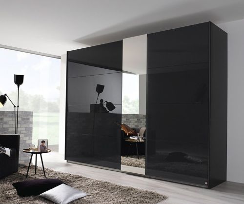 Rauch Miramar Graphite Carcase with Basalt Glass Front 2 Door 1 Mirror Sliding Wardrobe(W271cm)