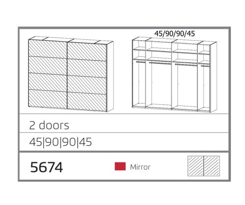Rauch Miramar Alpine White Carcase 2 Mirror Sliding Door wardrobe(W271cm)