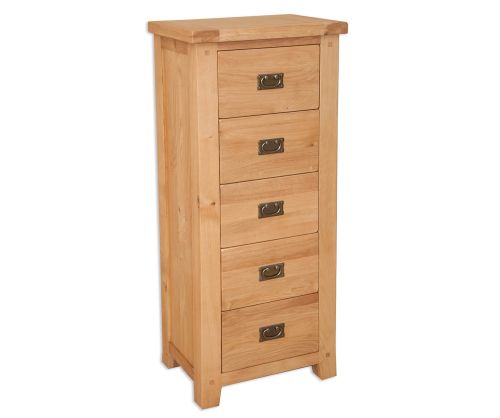 Melbourne Natural Oak 5 Drawer Tall Chest