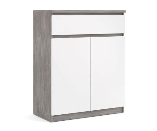FTG Naia Concrete and White High Gloss 1 Drawer 2 Doors Sideboard