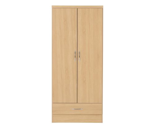 Seconique Nevada Sonoma Oak 2 Door 1 Drawer Wardrobe