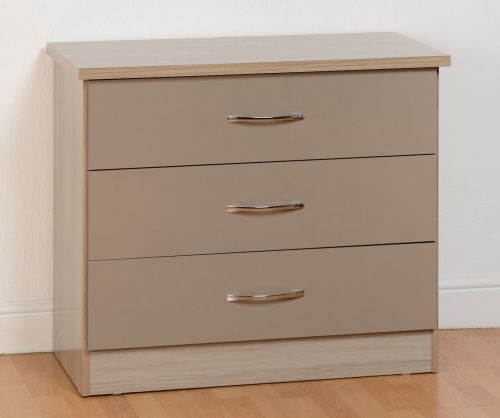 Seconique Nevada Oyster High Gloss 3 Drawer Chest