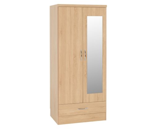 Seconique Nevada Sonoma Oak 2 Door Mirror Wardrobe