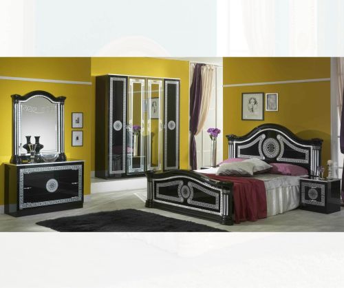 Ben Company New Serena Black and Silver Italian Bedroom Set