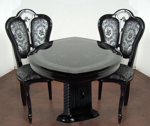 Ben Company New Venus Black Italian Giglio Dining Chair in Pair