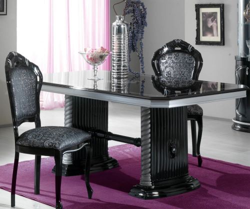 Ben Company New Venus Black and Silver Italian Extension Dining Table Only
