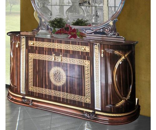 Ben Company New Venus Walnut and Gold Italian 4 Door Buffet