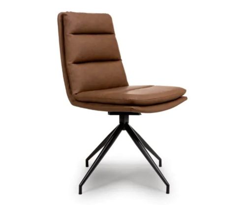 Furniture Link Nobo Tan Swivel Dining Chair in Pair