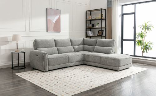 Ellie Light Grey Fabric Power Recliner Corner Sofa