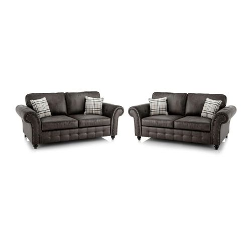 MNS Oakland Leather Suite - 3+2 Grey