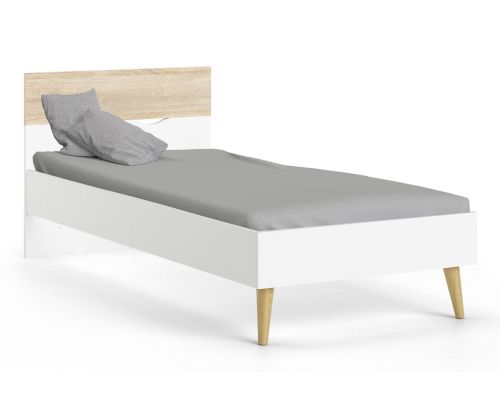 FTG Oslo White and Oak Euro Bed Frame