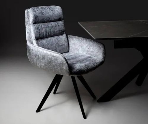 Furniture Link Ozzy Silver Velvet Swivel Dining Chair in Pair
