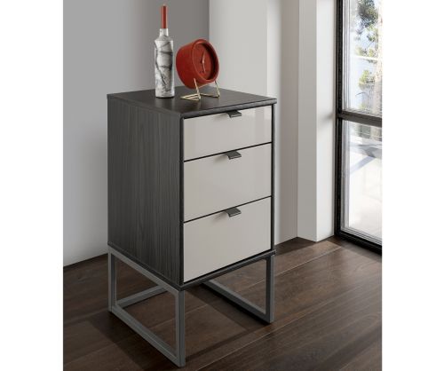 Wiemann Vip Quito Glass Champagne 3 Drawer Bedside Table