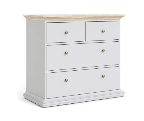 FTG Paris White and Oak 4 Drawer Chest