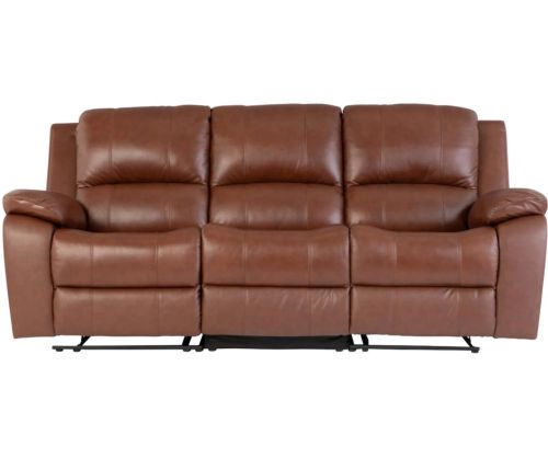 World Furniture Pellini Dark Tan Leather Electric Recliner 3 Seater Sofa