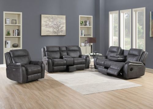 Phoenix Media Charcoal Power Recliners 3+1+1 Sofa Set