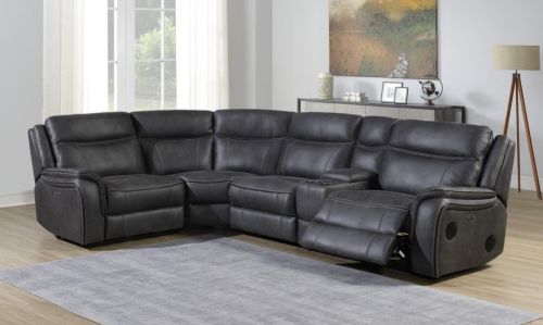 Phoenix Media Charcoal Power Recliners Corner Sofa