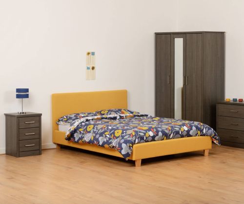 Seconique Prado Mustard Fabric Double Bed Frame