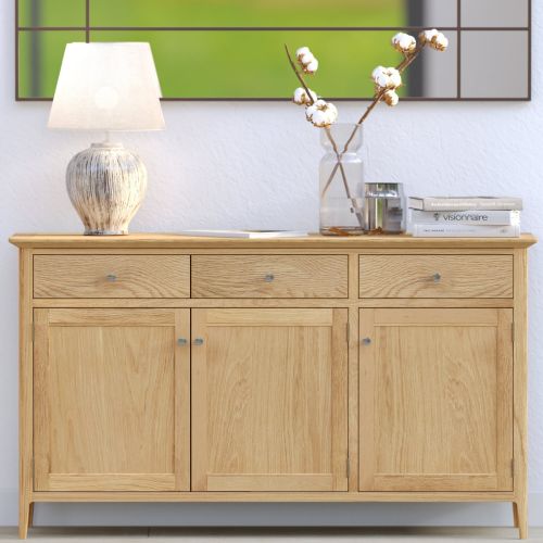 Heritance Saxby Oak 3 Drawer and 3 Door Large Sideboard