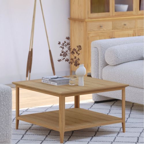 Heritance Saxby Oak Square Coffee Table With Shelve