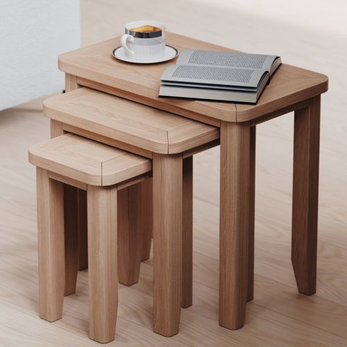 Heritance Arlyn Oak Nest of 3 Tables