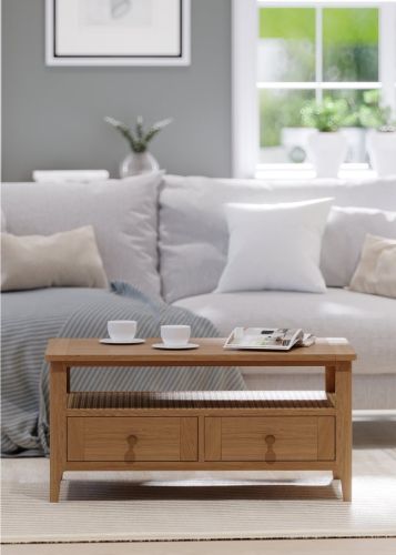 Heritance Halmstad Natural Oak 2 Drawer Coffee Table