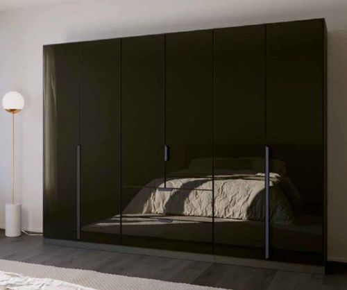 Rauch Modern Quadra Spin Metallic Grey Carcase with Basalt Glass Front 6 Glass door 2 Drawer  Combi Wardrobe