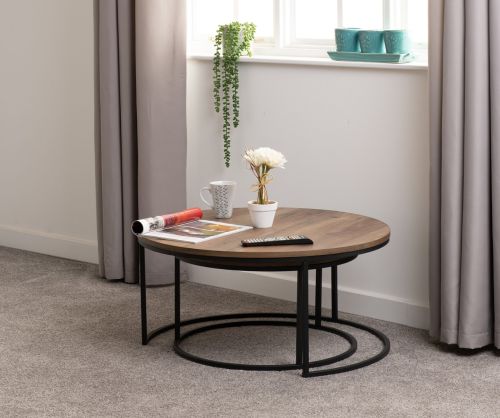 Seconique Quebec Round Medium Oak Effect Coffee Table Set