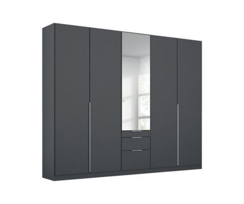 Rauch Alabama Metallic Grey 5 Door 1 Mirror Combi Wardrobe with 3 Drawers