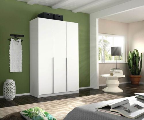 Rauch Alabama Silk Grey Carcase with High Polish White Front 3 Door Hinged Wardrobe