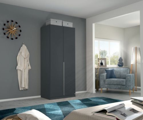 Rauch Alabama Metallic Grey 2 Door Hinged Wardrobe