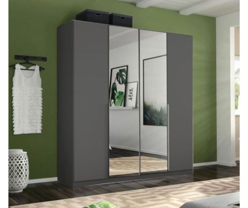 Rauch Alabama Metallic Grey 4 Door 2 Mirrors Wardrobe