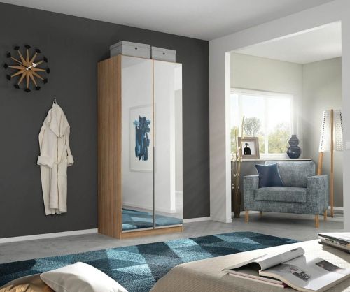 Rauch Alabama Sonoma Oak 2 Mirror Doors Hinged Wardrobe