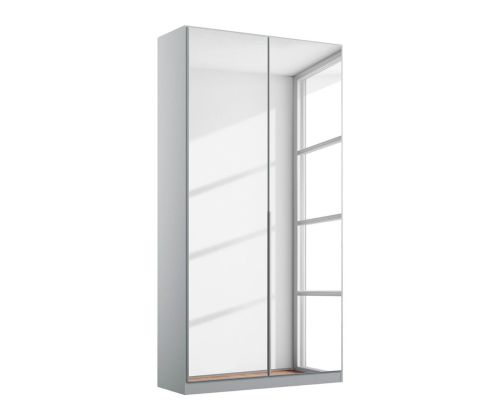 Rauch Alabama Alpine White Carcase with Alpine White Front 2 Mirror Doors Hinged Wardrobe