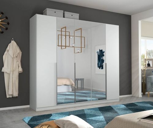 Rauch Alabama Silk Grey Carcase with Alpine White Front 5 Door 3 Mirrors Wardrobe