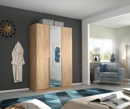 Rauch Alabama Sonoma Oak 3 Door 1 Mirror Hinged Wardrobe