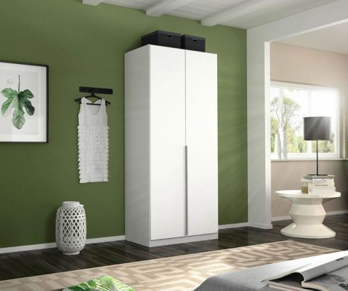 Rauch Alabama Champagne Carcase with Alpine White Front 2 Door Hinged Wardrobe