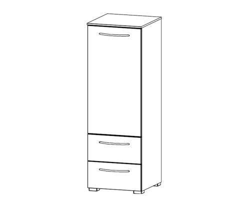 Rauch Aldono Silk Grey Carcase with White High Polish Front 1 Right Door 2 Drawer Chest