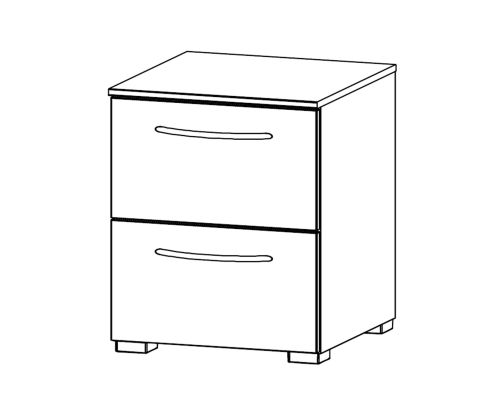 Rauch Aldono Alpine White Carcase with White High Polish 2 Drawer Bedside Table- W 50cm