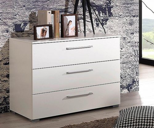 Rauch Aldono Sonoma Oak Carcase with White High Polish Front 3 Drawer Chest