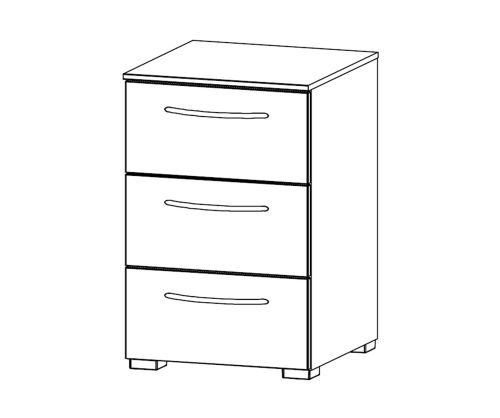 Rauch Aldono Sonoma Oak Carcase with White High Polish 3 Drawer Bedside Table- W 50cm