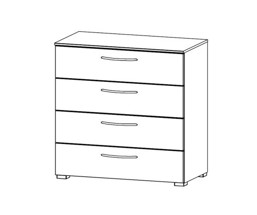 Rauch Aldono Sonoma Oak Carcase with White high polish Front 4 Drawer Chest- W 80cm