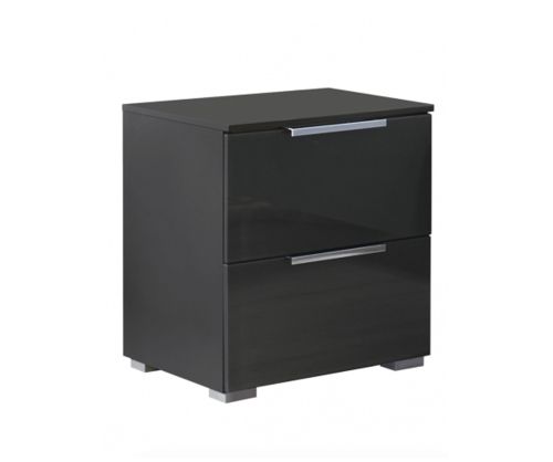 Rauch Aldono Deluxe Graphite Carcase with White High Polish Front 2 Drawer Bedside Table- W 40cm