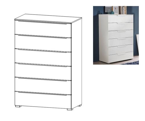 Rauch Aldono Deluxe Graphite Carcase 6 Drawer Chest- W 80cm
