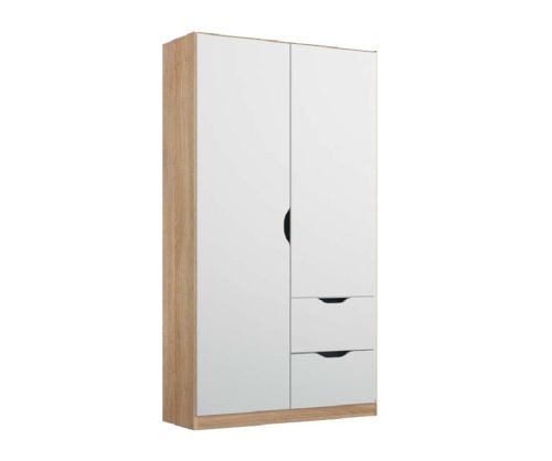 Rauch Arnstein Alpine White Carcase with White Front 2 Door 2 Drawer Combi Wardrobe