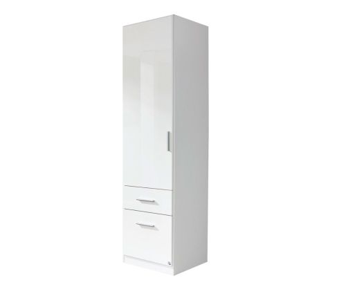 Rauch Celle Sonoma Oak with High Polish White 1 Left Hand Door 2 Drawer Combi Wardrobe (W47cm)