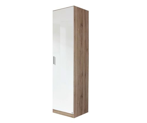 Rauch Celle Alpine White with High Polish White 1 Door Wardrobe (W47cm)