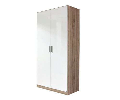 Rauch Celle Artisan Oak with High Polish White 2 Door Wardrobe (W91cm)