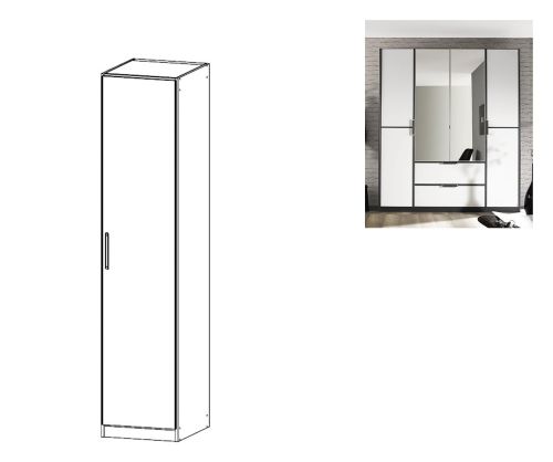 Rauch Essensa Metallic Grey with Alpine White 1 Door Wardrobe with Chrome Coloured Short Handle with Vertical and Horizontal Trims (W47cm)